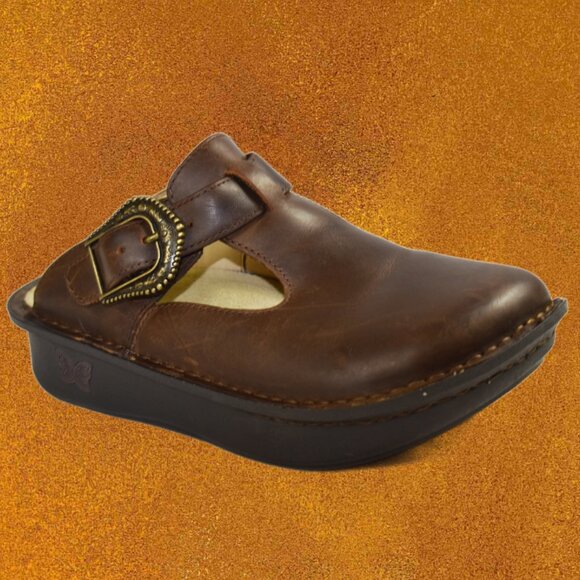 Alegria Classic Brown Oiled Leather Clog, Size 35 (US 5-5.5) - Picture 3 of 10